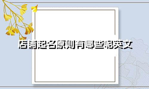店铺起名原则有哪些呢英文