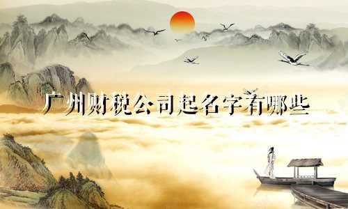 广州财税公司起名字有哪些