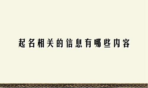 起名相关的信息有哪些内容