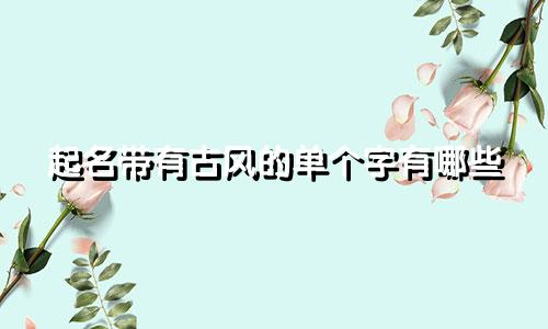 起名带有古风的单个字有哪些