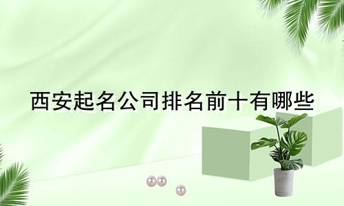 西安起名公司排名前十有哪些