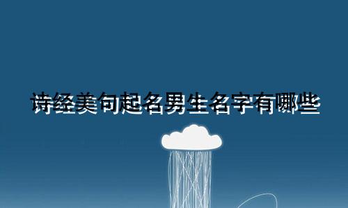 诗经美句起名男生名字有哪些