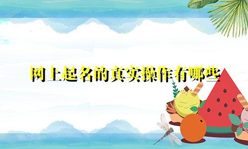 网上起名的真实操作有哪些