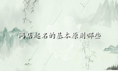 网店起名的基本原则哪些