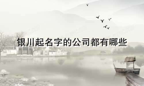 银川起名字的公司都有哪些
