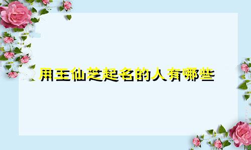 用王仙芝起名的人有哪些
