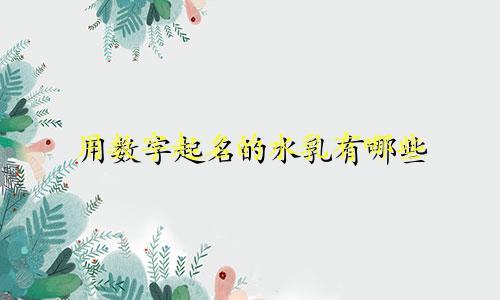 用数字起名的水乳有哪些