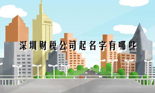 深圳财税公司起名字有哪些