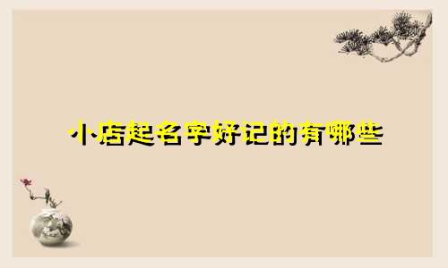 小店起名字好记的有哪些