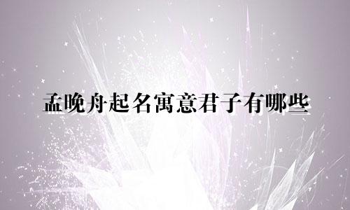 孟晚舟起名寓意君子有哪些
