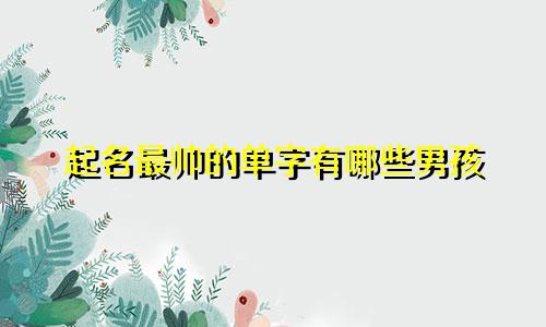 起名最帅的单字有哪些男孩