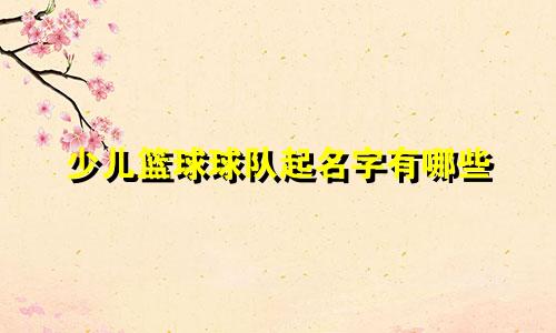 少儿篮球球队起名字有哪些