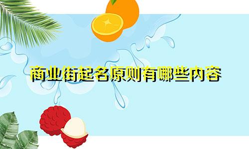商业街起名原则有哪些内容