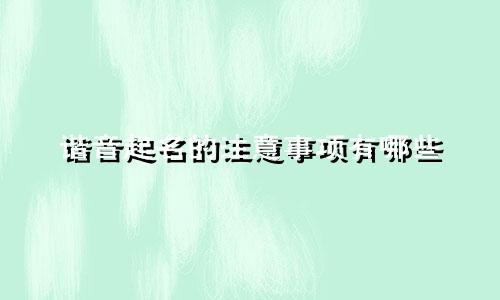 谐音起名的注意事项有哪些