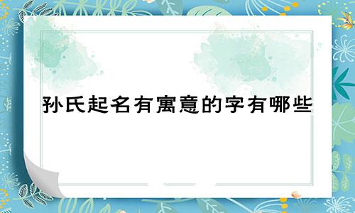 孙氏起名有寓意的字有哪些