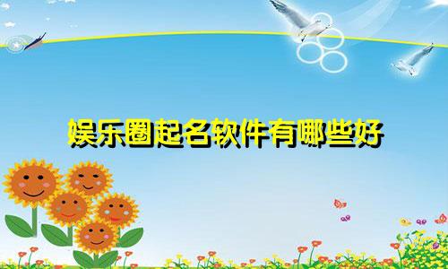 娱乐圈起名软件有哪些好