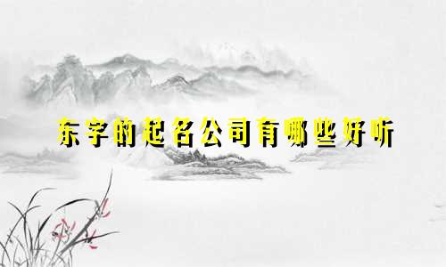 东字的起名公司有哪些好听