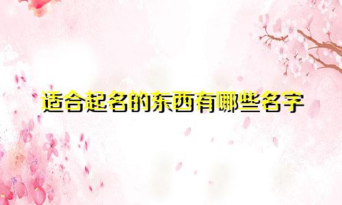适合起名的东西有哪些名字