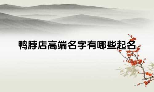 鸭脖店高端名字有哪些起名