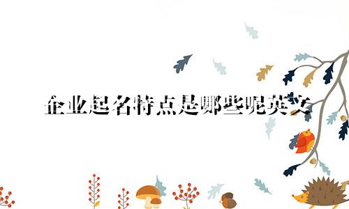 企业起名特点是哪些呢英文