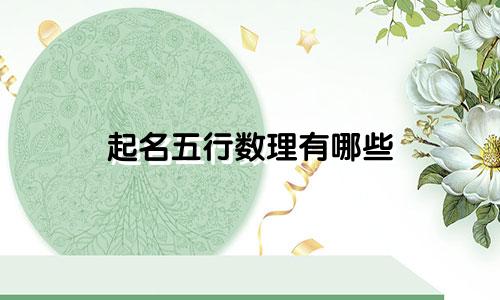 起名五行数理有哪些