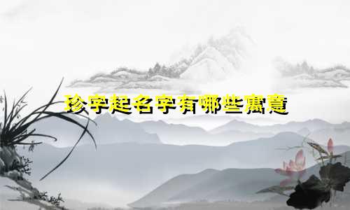 珍字起名字有哪些寓意