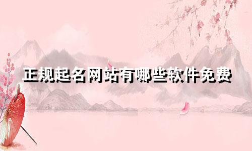 正规起名网站有哪些软件免费