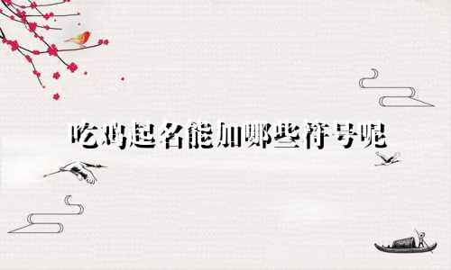 吃鸡起名能加哪些符号呢