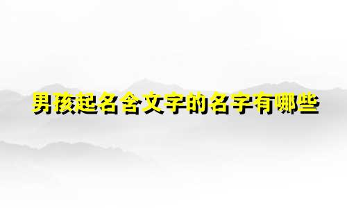 男孩起名含文字的名字有哪些