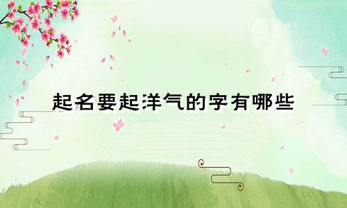 起名要起洋气的字有哪些