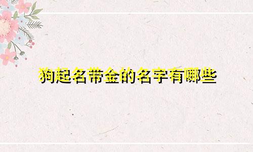 狗起名带金的名字有哪些