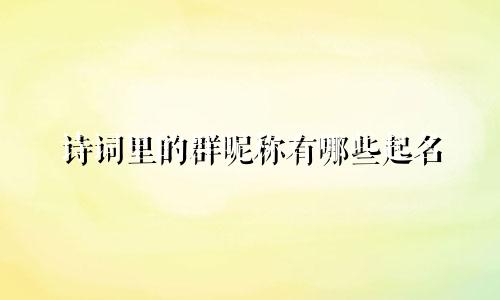 诗词里的群昵称有哪些起名