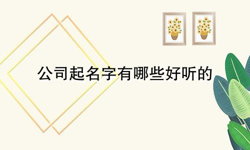 公司起名字有哪些好听的