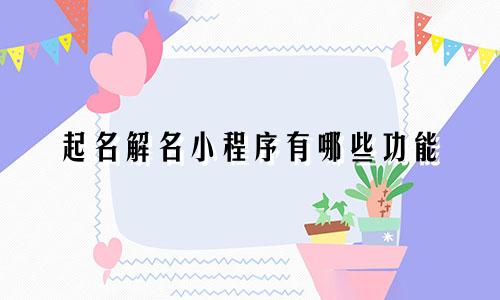 起名解名小程序有哪些功能