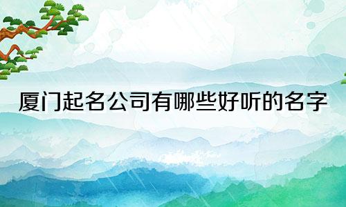 厦门起名公司有哪些好听的名字