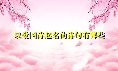 以爱国诗起名的诗句有哪些