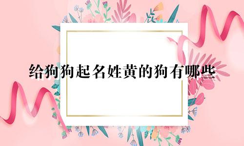 给狗狗起名姓黄的狗有哪些