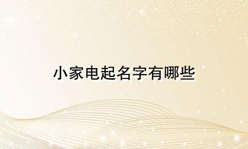 小家电起名字有哪些