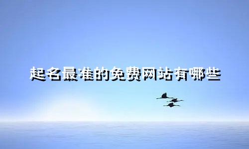 起名最准的免费网站有哪些