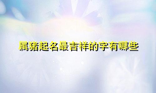 属猪起名最吉祥的字有哪些
