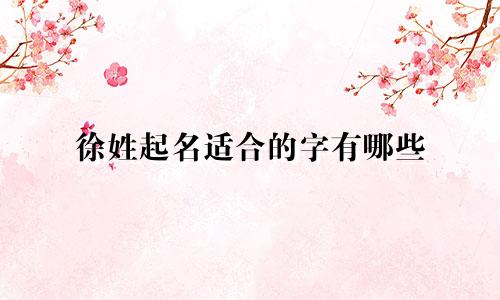 徐姓起名适合的字有哪些