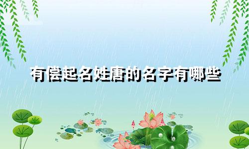 有偿起名姓唐的名字有哪些