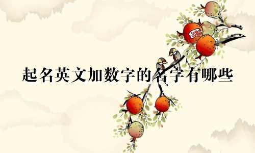 起名英文加数字的名字有哪些