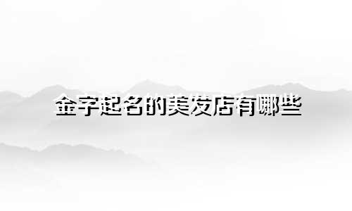 金字起名的美发店有哪些