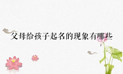 父母给孩子起名的现象有哪些