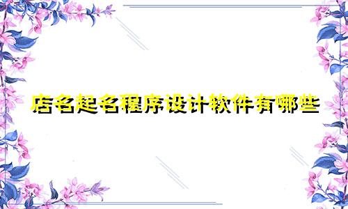 店名起名程序设计软件有哪些