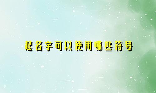 起名字可以使用哪些符号