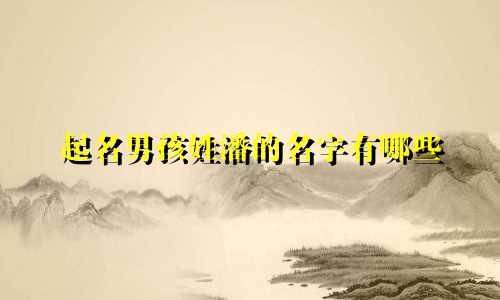 起名男孩姓潘的名字有哪些