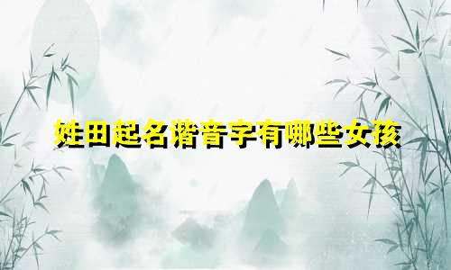 姓田起名谐音字有哪些女孩