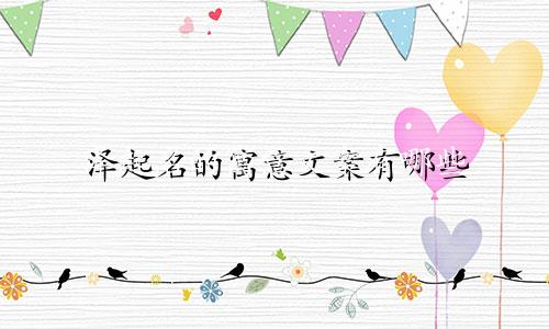 泽起名的寓意文案有哪些